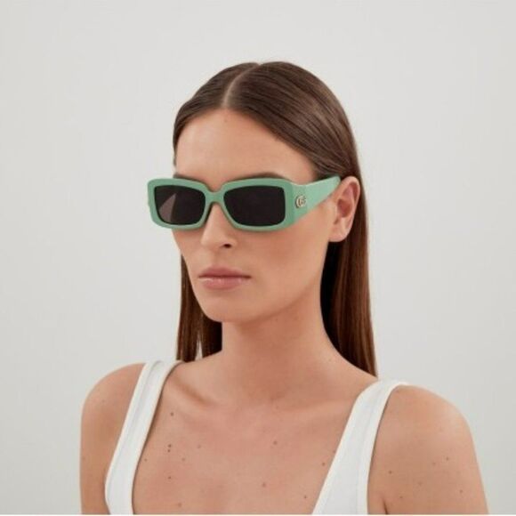 Gucci Accessories - NEW Gucci GG1403S 004 Sage Green Gray Unisex Rectangle Sunglasses GG 1403S
